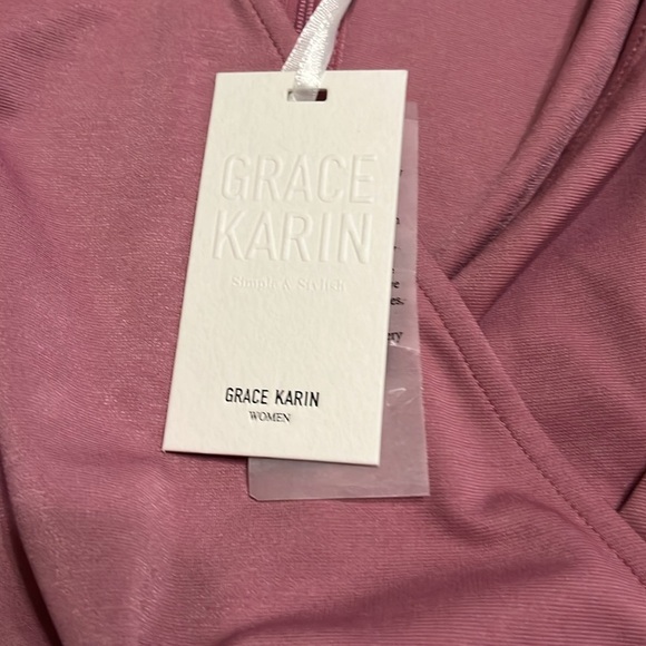 Grace Karin Mauve and Black Long Sleeve Dress - Picture 7 of 8